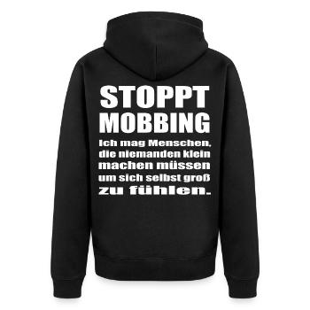 Gegen Mobbing - Unisex Premium Bio Zip Hoodie - Schwarz - Hinten - Nico (187cm)