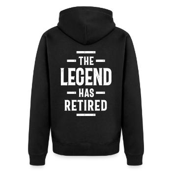 Die Legende ist im Ruhestand - Ruhestandsgeschenk - Unisex Premium Bio Zip Hoodie - Schwarz - Hinten - Nico (187cm)