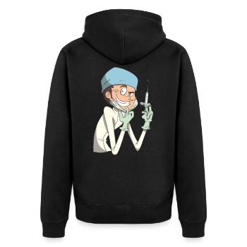 Fiese Krankenschwester Anästhesie Spritze - Unisex Premium Bio Zip Hoodie - Schwarz - Hinten - Nico (187cm)