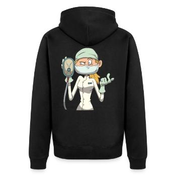 Infirmière masque d'anesthésie - Veste à capuche bio Premium Unisexe - noir - Dos - Nico (187cm)