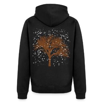 Baum im Winter - Unisex Premium Bio Zip Hoodie - Schwarz - Hinten - Nico (187cm)