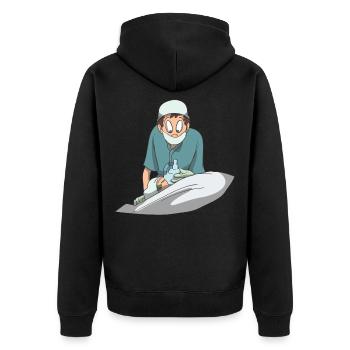 Krankenschwester Krankenhaus Mundschutz Maske - Unisex Premium Bio Zip Hoodie - Schwarz - Hinten - Nico (187cm)