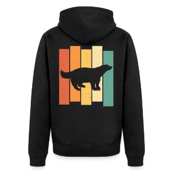 Honigdachs Dachs Marder Lustig Süßer Vintage Retro - Unisex Premium Bio Zip Hoodie - Schwarz - Hinten - Nico (187cm)