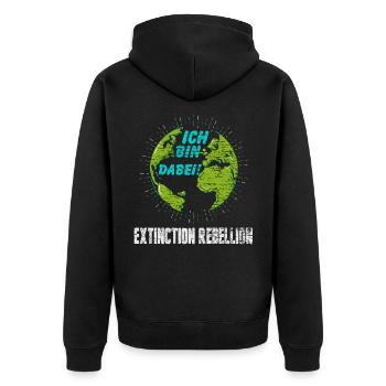 Ich Bin Dabei! Extinction Rebellion Natur - Unisex Premium Bio Zip Hoodie - Schwarz - Hinten - Nico (187cm)
