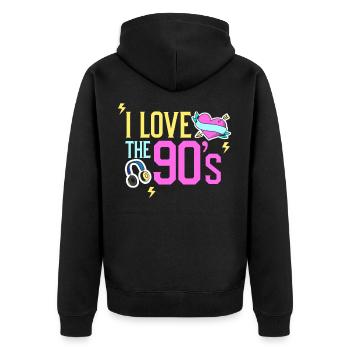 90 I love the 90s Outfit Geschenk Musik - Veste à capuche bio Premium Unisexe - noir - Dos - Nico (187cm)