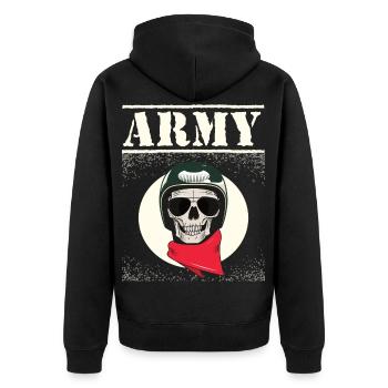 Crâne de rocker armée - Veste à capuche bio Premium Unisexe - noir - Dos - Nico (187cm)