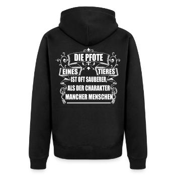 Tier Tiere Die Pfote Eines Tieres - Unisex Premium Bio Zip Hoodie - Schwarz - Hinten - Nico (187cm)