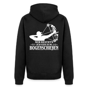 Mir reichts - ich geh zum Bogenschießen Spruch - Unisex Premium Bio Zip Hoodie - Schwarz - Hinten - Nico (187cm)