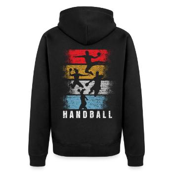 Joueur rétro de gardien de but de handball - Veste à capuche bio Premium Unisexe - noir - Dos - Nico (187cm)