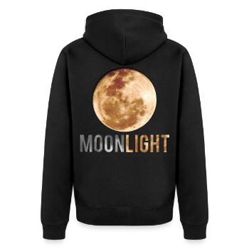nocturnal full moon - Unisex Premium Organic Zip Hoodie - black - Back - Nico (187cm)
