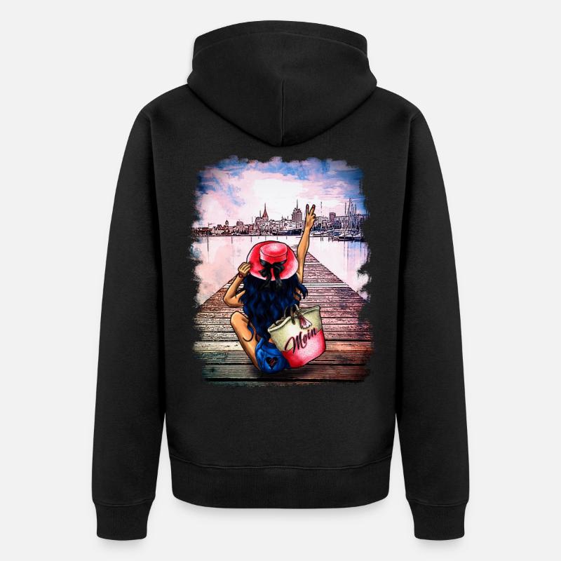 Rostocker Skyline Gehlsdorf - Unisex Premium Bio Zip Hoodie - Schwarz
