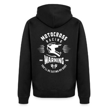 Motocross Dirt Bike Renn shirt - Unisex Premium Bio Zip Hoodie - Schwarz - Hinten - Nico (187cm)