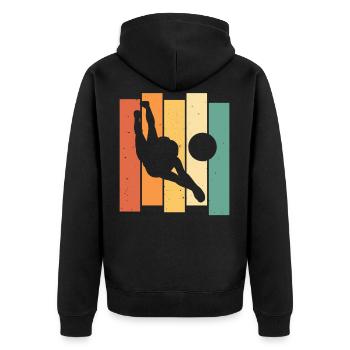 Volleyball Volleyballspiel Vintage Retro - Unisex Premium Bio Zip Hoodie - Schwarz - Hinten - Nico (187cm)