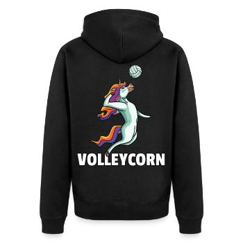 Volleyball unicorn volleyball player - Unisex Premium Organic Zip Hoodie - black - Back - Nico (187cm)