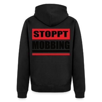 Gegen Mobbing - Unisex Premium Bio Zip Hoodie - Schwarz - Hinten - Nico (187cm)