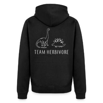 TEAM HERBIVORE DINOSAURIER Veganismus Veganer - Unisex Premium Bio Zip Hoodie - Schwarz - Hinten - Nico (187cm)