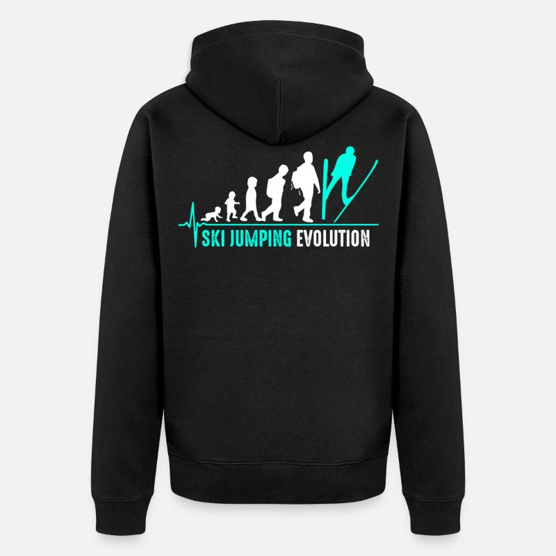 Ski Jumping Evolution Birth - Unisex Premium Organic Zip Hoodie - black