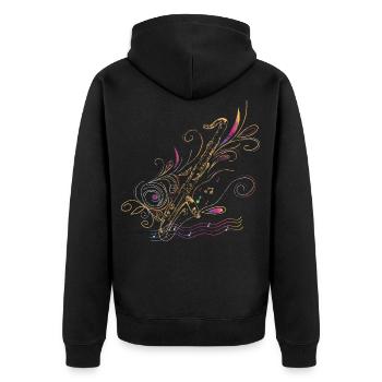 Bassklarinette Geschenkidee - Unisex Premium Bio Zip Hoodie - Schwarz - Hinten - Nico (187cm)