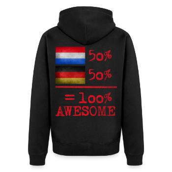 half Dutch Dutch german 50% - Unisex Premium Organic Zip Hoodie - black - Back - Nico (187cm)
