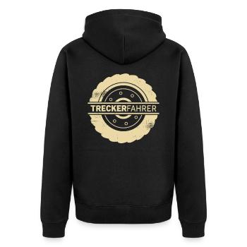 Treckerfahrer Landwirt Geschenk - Unisex Premium Bio Zip Hoodie - Schwarz - Hinten - Nico (187cm)