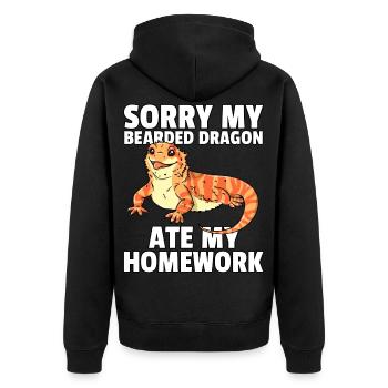 Dragon barbu barbe reptile lézard dragon - Veste à capuche bio Premium Unisexe - noir - Dos - Nico (187cm)
