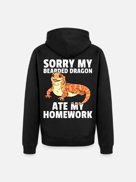 Bearded Dragon Beard Dragon Lizard Reptile - Unisex Premium Organic Zip Hoodie - black