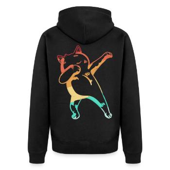 Dabbing Cat Dance Dab Vintage Retro - Unisex Premium Organic Zip Hoodie - black - Back - Nico (187cm)