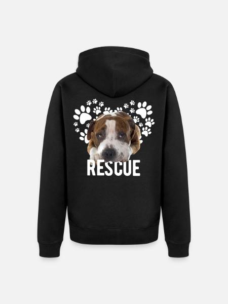 Cute Pitbull Rescue Dog - Unisex Premium Organic Zip Hoodie - black