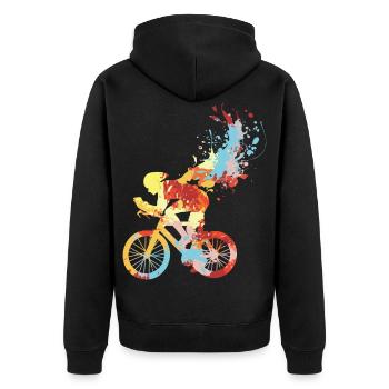Vélo de route - Veste à capuche bio Premium Unisexe - noir - Dos - Nico (187cm)
