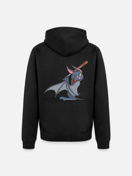 Bat with baseball bat - Unisex Premium Organic Zip Hoodie - black
