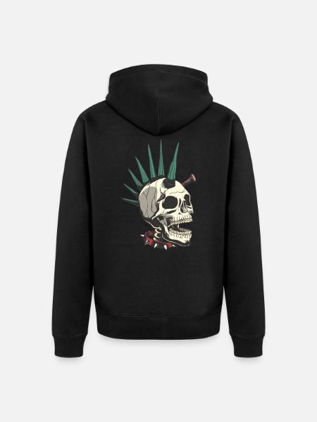 Skull skull skeleton punk - Unisex Premium Organic Zip Hoodie - black