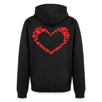 Conception de coeur avec beaucoup de coeurs rouges - Veste à capuche bio Premium Unisexe - noir - Dos - Nico (187cm)