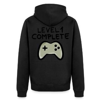 Level 1 complete 1 Geburtstag Spielkonsole - Unisex Premium Bio Zip Hoodie - Schwarz - Hinten - Nico (187cm)