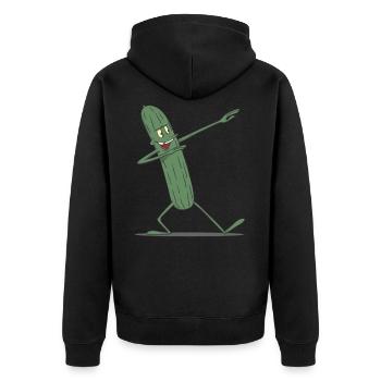 Dabbing Dab Gurke Salatgurke - Unisex Premium Bio Zip Hoodie - Schwarz - Hinten - Nico (187cm)