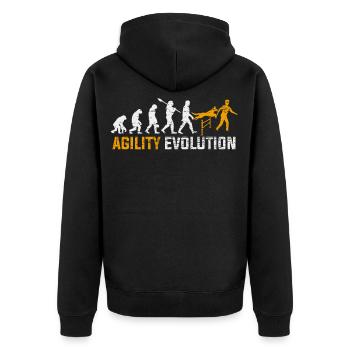 Agility Hund Sport Evolution Geschenk - Unisex Premium Bio Zip Hoodie - Schwarz - Hinten - Nico (187cm)