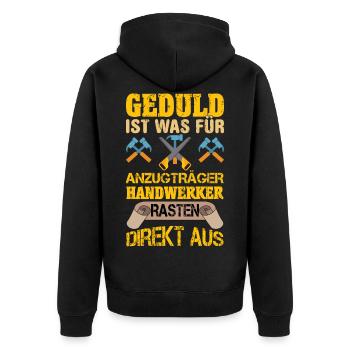 Handwerker - Unisex Premium Bio Zip Hoodie - Schwarz - Hinten - Nico (187cm)
