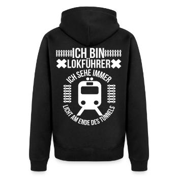 Lokführer - Unisex Premium Bio Zip Hoodie - Schwarz - Hinten - Nico (187cm)