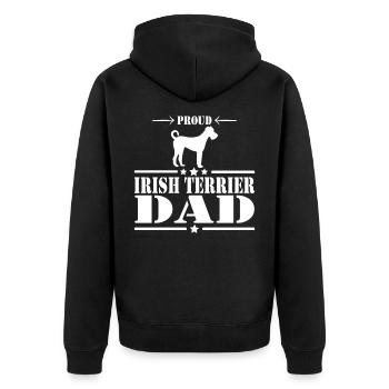 Irish Terrier Dad T Shirt - Proud Dog Dad - Unisex Premium Organic Zip Hoodie - black - Back - Nico (187cm)