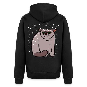 Grim cat in snow winter cold Xma's child - Unisex Premium Organic Zip Hoodie - black - Back - Nico (187cm)