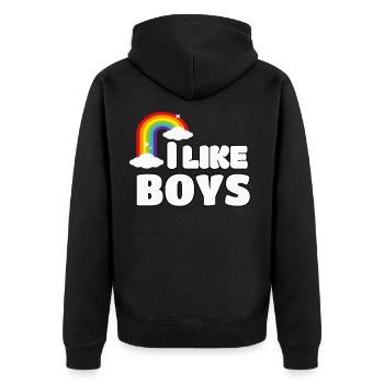 I like Boys LGBT Gay Pride - Veste à capuche bio Premium Unisexe - noir - Dos - Nico (187cm)