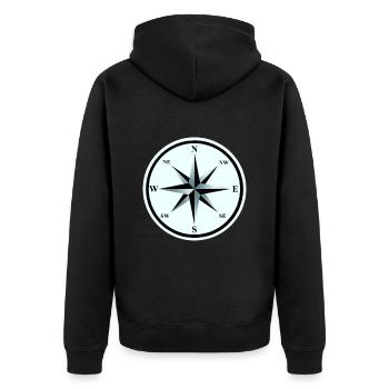 Windrose Kompass Nautik Maritim Kompass - Unisex Premium Bio Zip Hoodie - Schwarz - Hinten - Nico (187cm)