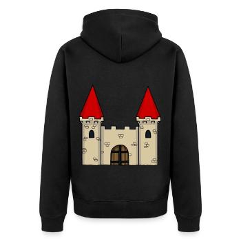 Ritterburg Mittelalter Ritter Festung Schloss - Unisex Premium Bio Zip Hoodie - Schwarz - Hinten - Nico (187cm)