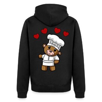 Teddy Koch Chefkoch Köche Köchin Gastgeber - Unisex Premium Bio Zip Hoodie - Schwarz - Hinten - Nico (187cm)