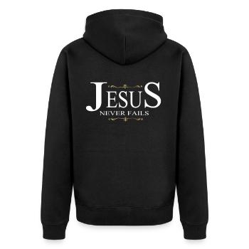 Christentum Geschenk - Unisex Premium Bio Zip Hoodie - Schwarz - Hinten - Nico (187cm)