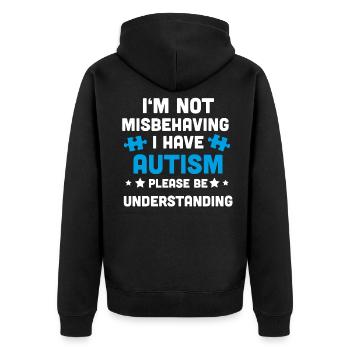 Autismus Bewusstsein Asperger Syndrom - Unisex Premium Bio Zip Hoodie - Schwarz - Hinten - Nico (187cm)