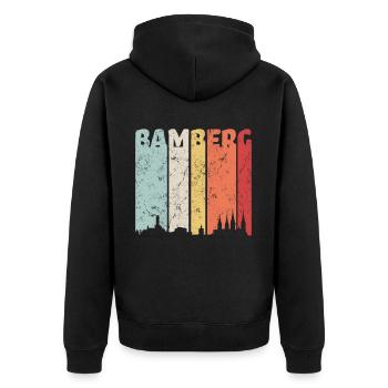 Bamberg Bamberger Stadt Oberfranken Geschenk - Unisex Premium Bio Zip Hoodie - Schwarz - Hinten - Nico (187cm)