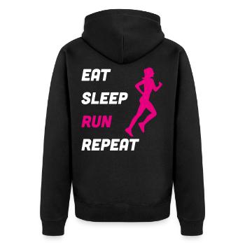 Eat Sleep Run Repeat Jogging Run Gift - Unisex Premium Organic Zip Hoodie - black - Back - Nico (187cm)