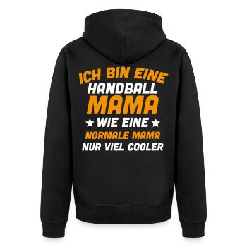 Handball Mama Geschenk - Unisex Premium Bio Zip Hoodie - Schwarz - Hinten - Nico (187cm)