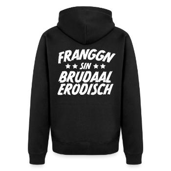 Fränkisch Franken Geschenk - Unisex Premium Bio Zip Hoodie - Schwarz - Hinten - Nico (187cm)