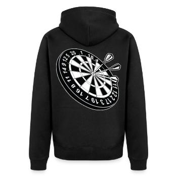 Dartboard Dart - Unisex Premium Organic Zip Hoodie - black - Back - Nico (187cm)